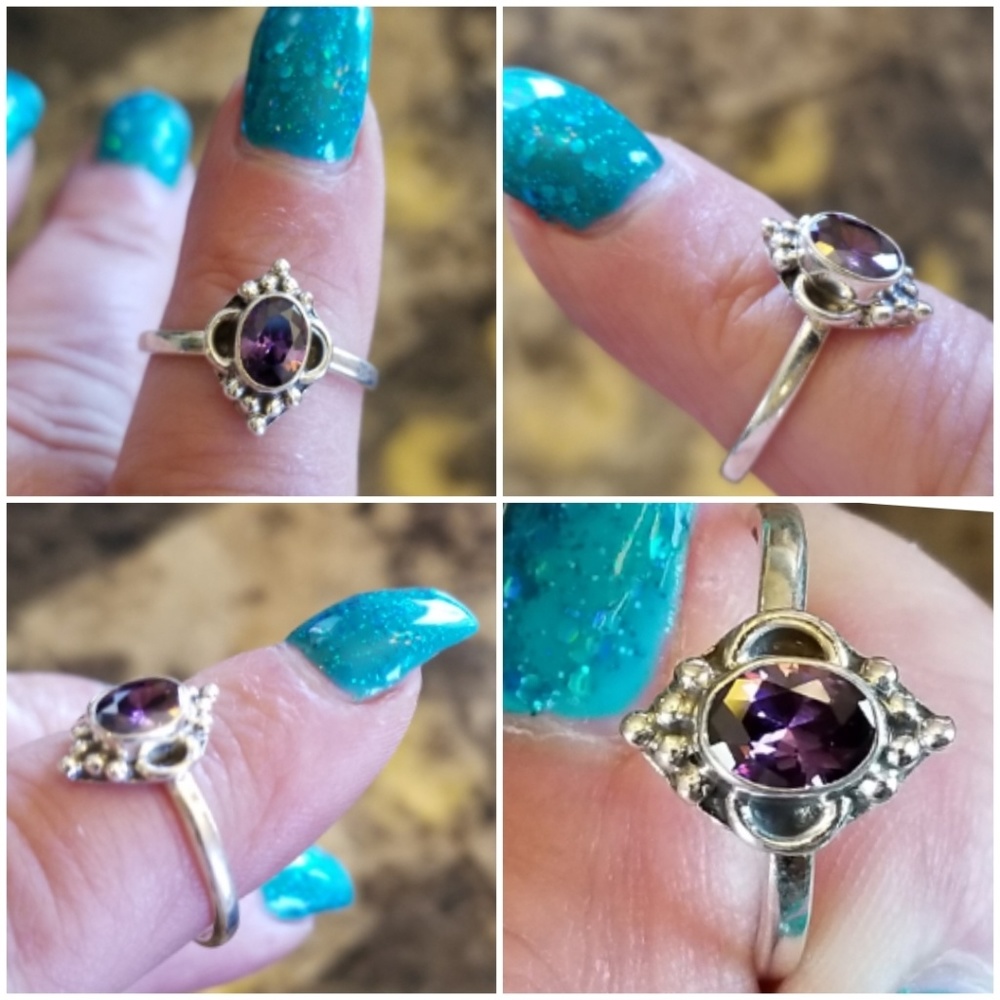 Genuine 1ct Amethyst Ring Size 8.5 - Picture 3 of 6